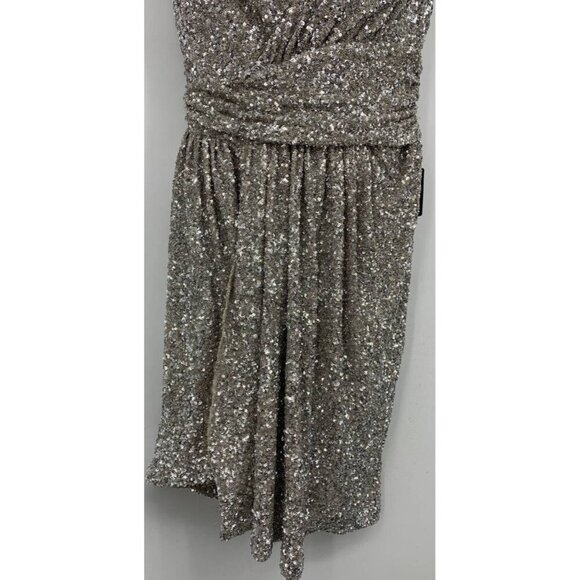 Express Womens Silver Gold Champange Sequin Party Cocktail Dress Large L NEW NWT - Picture 4 of 7